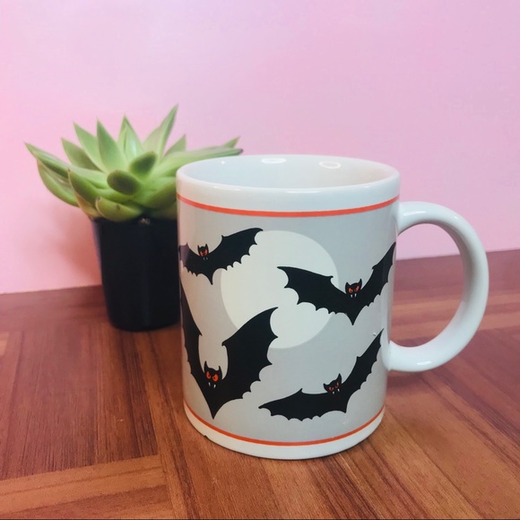 Vintage Other - vtg spooky bat Halloween coffee mug